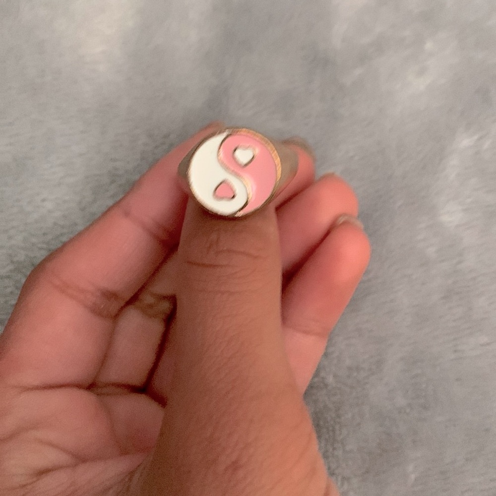 Pretty pink yin and yang ring